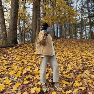 H&M Tan Field Jacket with Brown Collar